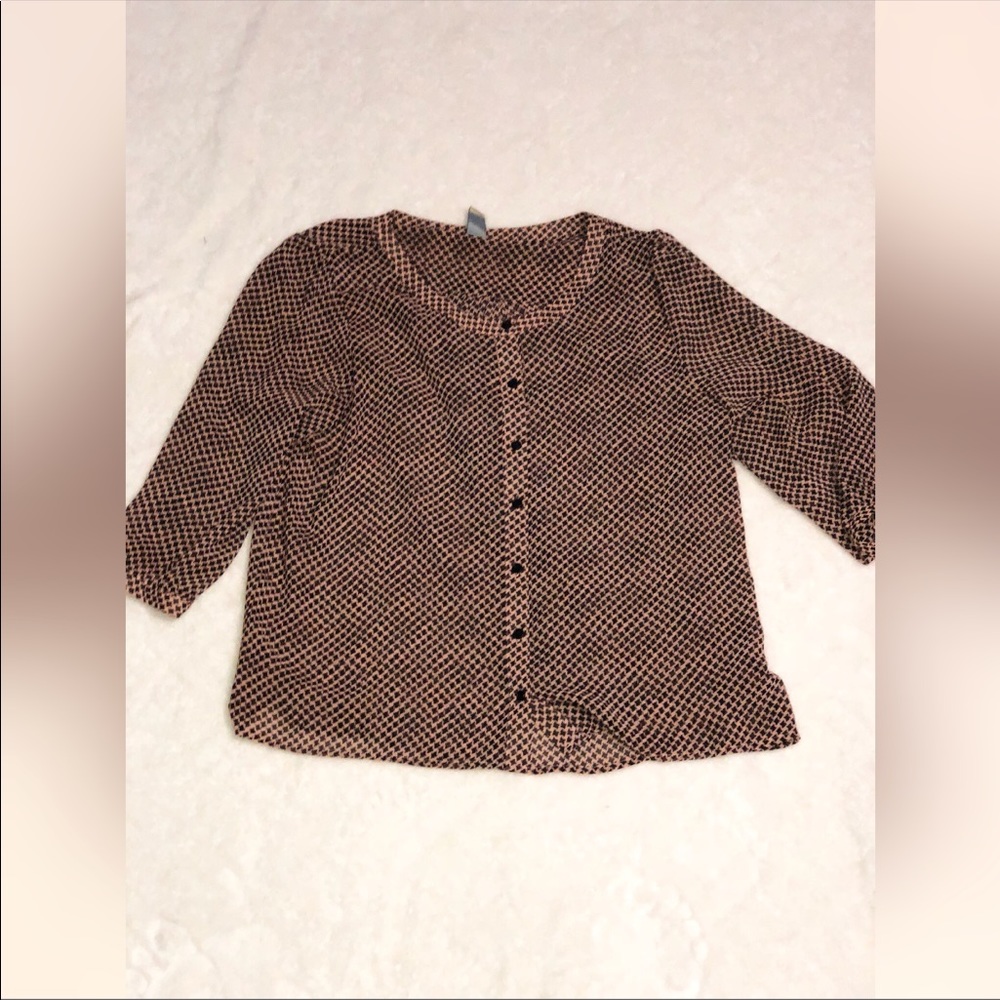 Sheer contemporary pink & black blouse